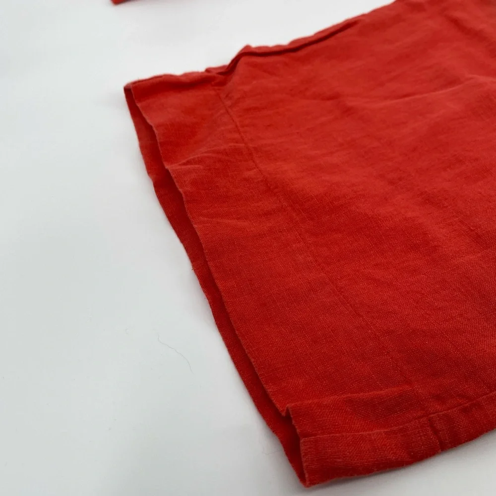 FLAX Red Linen Wide Leg Cropped Pants Size Medium - Picture 5 of 6